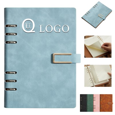 Refillable 6-Rings Hardcover Notebook W/ Magnetic U-Closure
