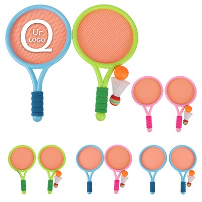 Kids Tennis Rackets With A Plastic Badminton And A Round Bal