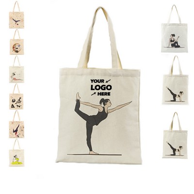 Yoga Pattern Canvas Handbag