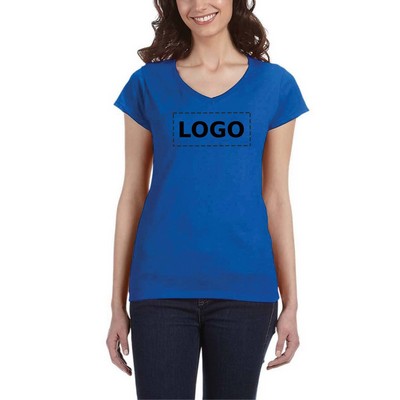 Ladies Preshrunk Cotton V-Neck T-Shirt