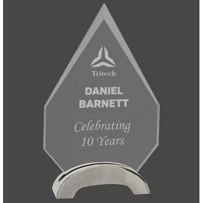 9.25" Diamond Platinum Glass Award w/ Metal Arch Base