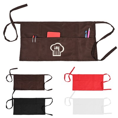Unisex Waist Apron w/ 3 Front Pockets