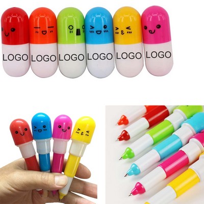 Capsule Shape Retractable Pill Ballpoint Pen
