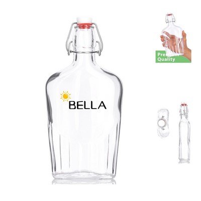 Swing Top 17 Ounce Flask Clear Glass Bottle