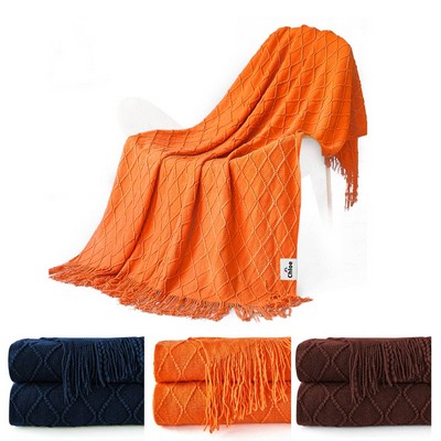 Fringed Thin Knit Blanket