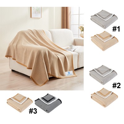 Patterned Knitted Blanket Scarf Pashmina Shawls Wraps, Twin Blanket For Sofa, Bed, Picnic, Couch