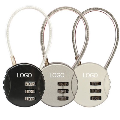 Custom Zinc Alloy Cable Combination Password Padlock w/Steel Wire