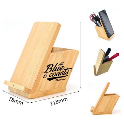 Bamboo Wireless Charger with Pen Holder