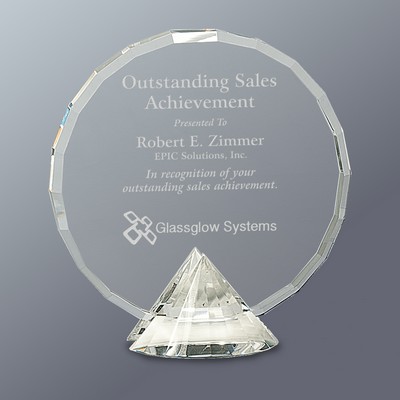 Round Crystal Circle on Clear Diamond Base, Medium (6-1/4"x6-1/2"H)