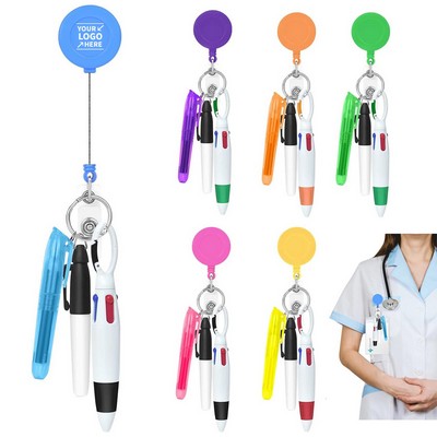 Nurse Pen Set Retractable Badge Holder W/ Highlighter