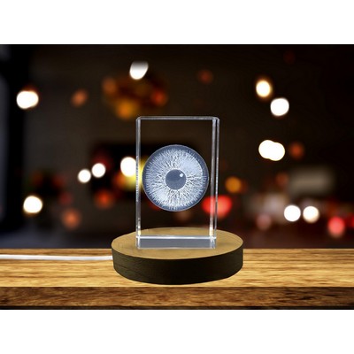 Eye Pupil 3D Engraved Crystal Trophy Award w/LED Base - Recognition of Visionary Artistry