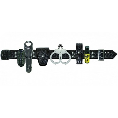 Basket-Weave Duty Belt Combo With Silver Snaps And Buckle