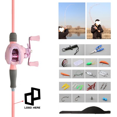 70.86" Ul Action Pistol Grip Right-Handed Pink Baitcasting Reel Deluxe Set