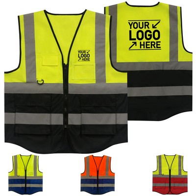 High-Visibility Two-Tone Reflective Vest with Pockets