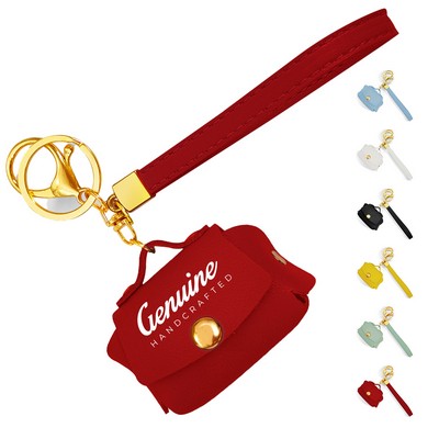 PU Leather Coin Earphone Pouch with Key Chain