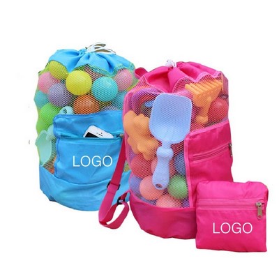Kids Sand-Sifting Mesh Shell Backpack & Folding Pouch