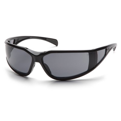 Exeter Safety Glasses, Glossy Black Frame with Gray Anti-Fog Lens