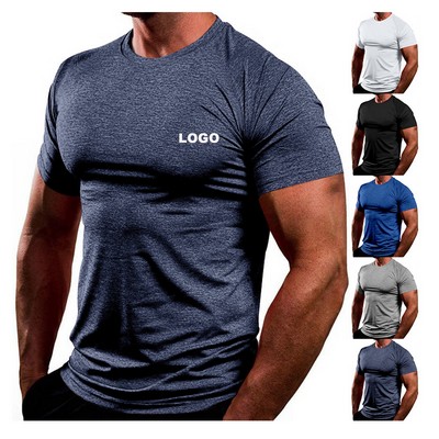 Men's Short-Sleeve Crewneck Quick Dry Athletic Gym T Shirt