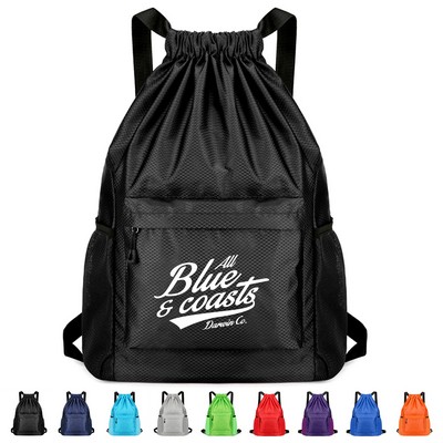 Waterproof Oxford Fabric Pocket Drawstring Backpack