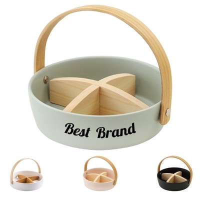 Portable Ceramic Fruit Container With Handle