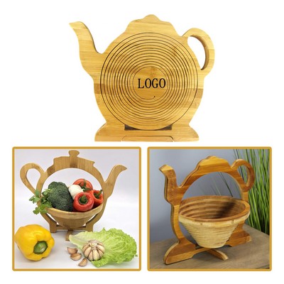 Eco-Friendly Foldable Bamboo Kettle-Shaped Fruit Basket