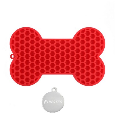 Bone Shape Pet Lick Mat Slow Feeder Mat