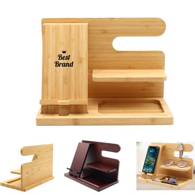 Multi-Slot Wooden Phone & Desk Organizer