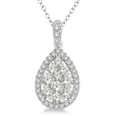 Jilco Inc Round White Gold Diamond Necklace - 0.75 Twt
