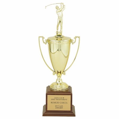 17" Trophy with 8 1/4" Gold Cup on Walnut Base