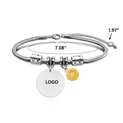 Sunflower Inspired Stainless Steel Bracelet