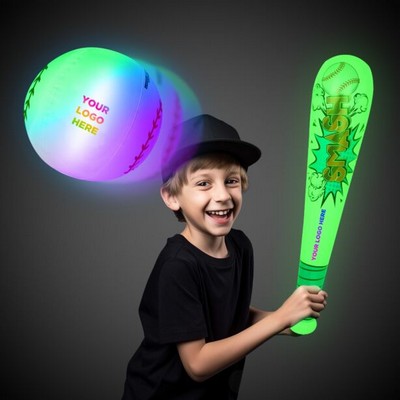 Light Up Bat and Baseball Inflatable Set (Full Color)