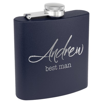 6 oz. Matte Navy Blue Powder Coated Stainless Steel Flask
