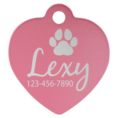 1 1/4" x 1 1/4" Pink Anodized Aluminum Heart Pet Tag