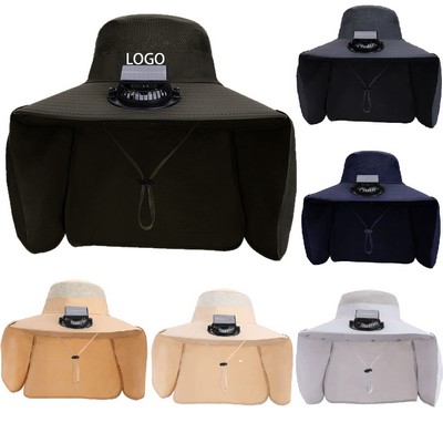 Solar Fan Hat With Detachable Cape
