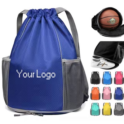 Unisex Backpack With Independent Shoe Zipper Pocket