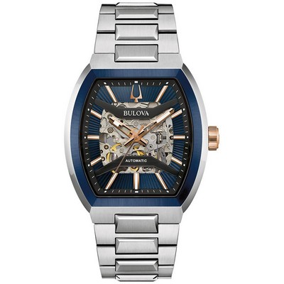 Bulova Men's Maquina Stainless Steel Bracelet Watch Blue Dial