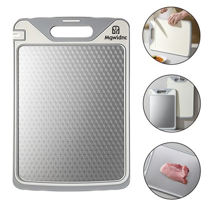 Large Stainless Steel Double-Sided Cutting Board with Knife Sharpener