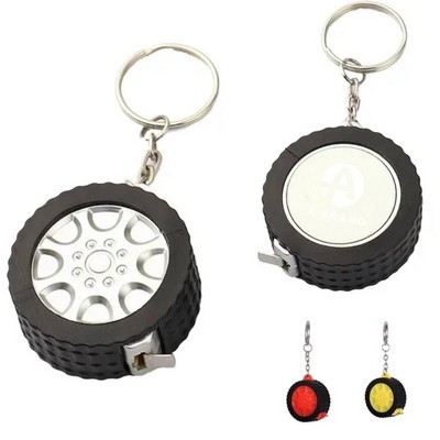 Tire-Tread Mini Tape Measure Keychain