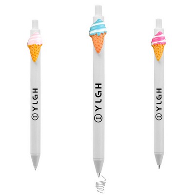 Click Activated Pen With Dual Colored Ice Cream Cone