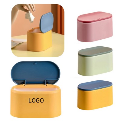 Press-Type Pop-Up Lid Desktop Trash Can