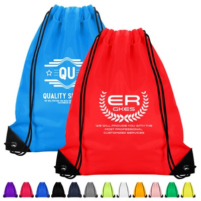 210D Polyester Drawstring Backpack With PU Corners