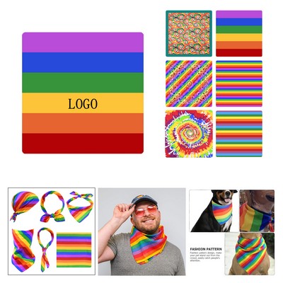 Rainbow Polyester Square Headscarf