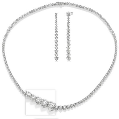 Jilco White Gold Diamond Riviera Drop Earrings And Necklace Set
