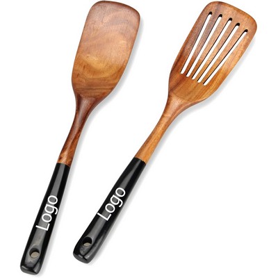2 Pcs Wooden Spatula Set for Cooking