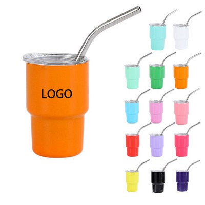 3oz Mini Tumbler Shot Stainless steel with Straw and Lid