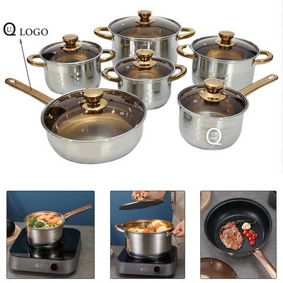 12-Piece Stainless Steel Multi-Layer Bottom Cookware Set