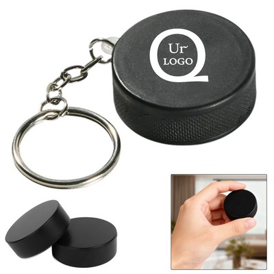 Anti-Stress Ice Hockey Puck Keyring