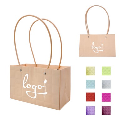 Premium Plaid Flower Gift Shopping Bag - Big Size