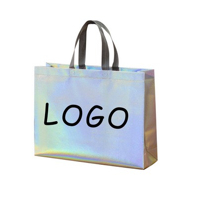 Iridescent Glossy Reusable Gift Non Woven Tote Bags