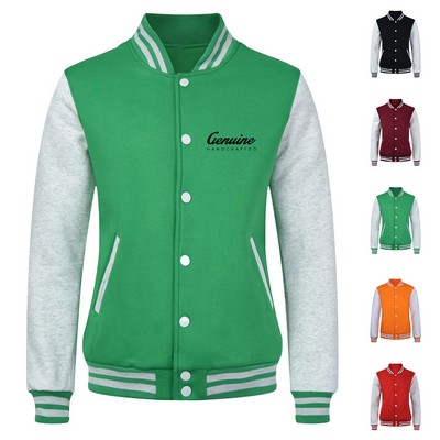 Cotton Button-Up Baseball Jacket